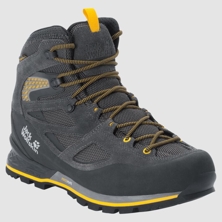 Zapatillas Trekking Jack Wolfskin Force Crest Texapore Mid Hombre Negros/Amarillos Mexico-8951316